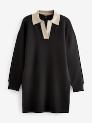 Black Soft Touch Cosy Collared Polo Jumper Dress - Image 6 of 7