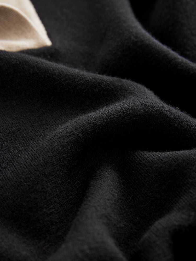 Black Soft Touch Cosy Collared Polo Jumper Dress - Image 7 of 7