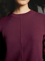 Burgundy Red Cosy Soft Touch Rib Seam Detail Crew Neck Jumper - Image 2 of 4
