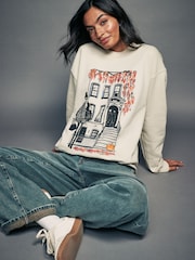Ecru Natural Halloween Autumnal City Town House Proud London License Sweatshirt - Image 1 of 4