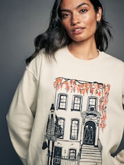 Ecru Natural Halloween Autumnal City Town House Proud London License Sweatshirt - Image 4 of 4