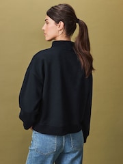 Navy Blue Graphic Mod Zip Neck Sweat Top - Image 1 of 2