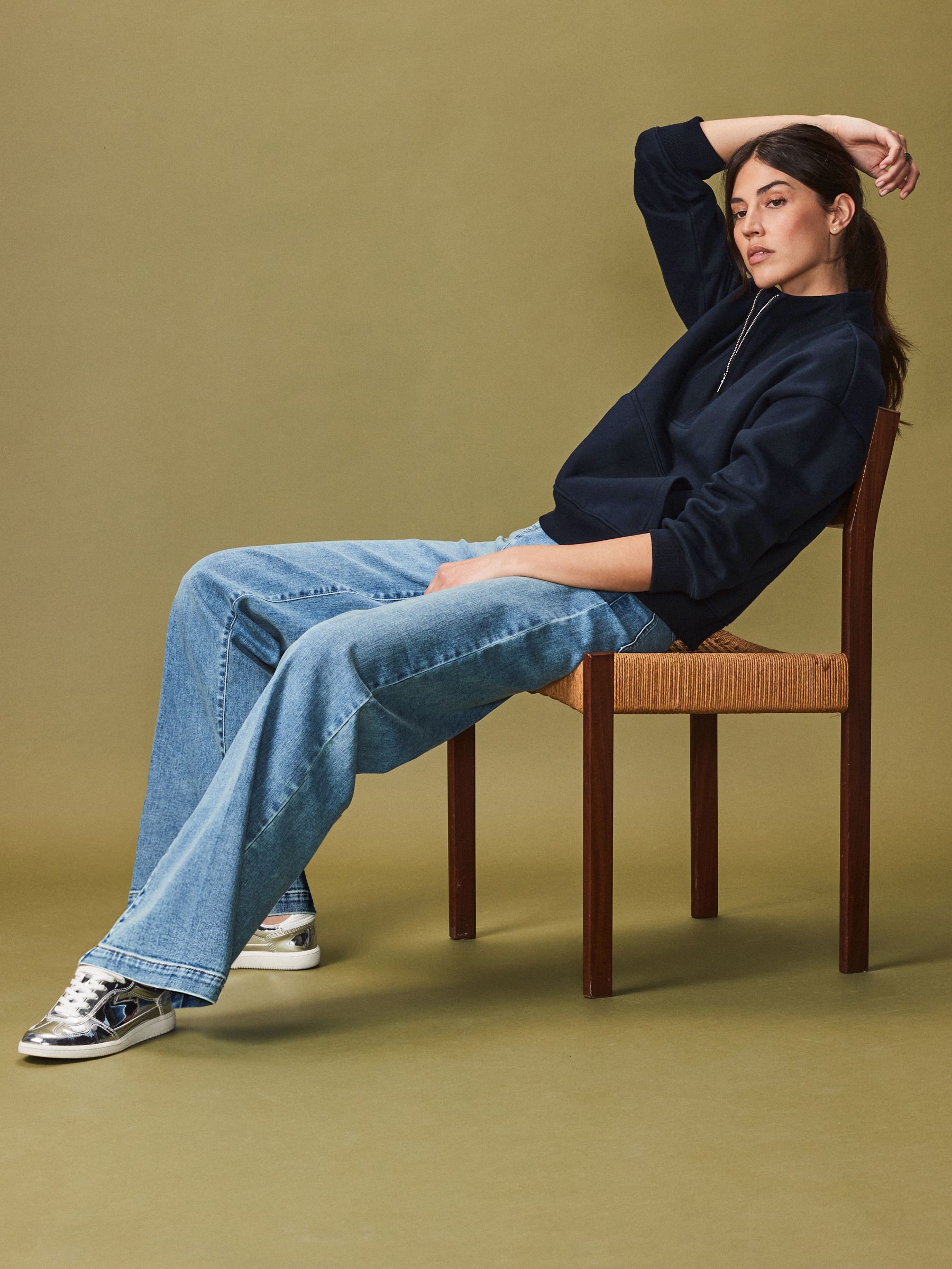 トップス CREATIVE Collar Sweatshirt Navy sweater with denim collar blue For Women | Sandro Paris