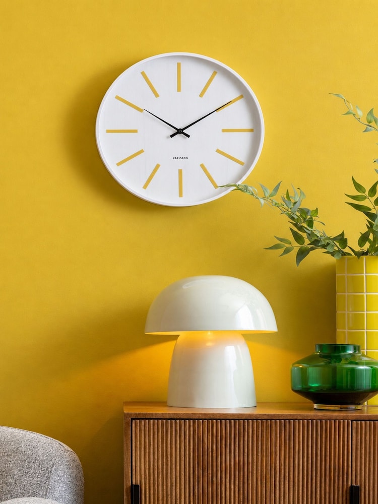 Karlsson Citrine Yellow White Arruga Retro Wall Clock - Image 1 of 5