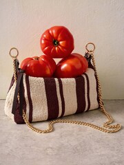 Mint Velvet Brown Isla Stripe Beaded Clutch Bag - Image 3 of 6