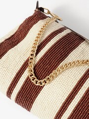 Mint Velvet Brown Isla Stripe Beaded Clutch Bag - Image 5 of 6