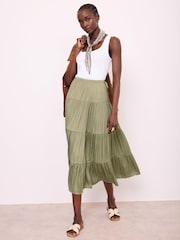 Mint Velvet Green Satin Midi Skirt - Image 2 of 8