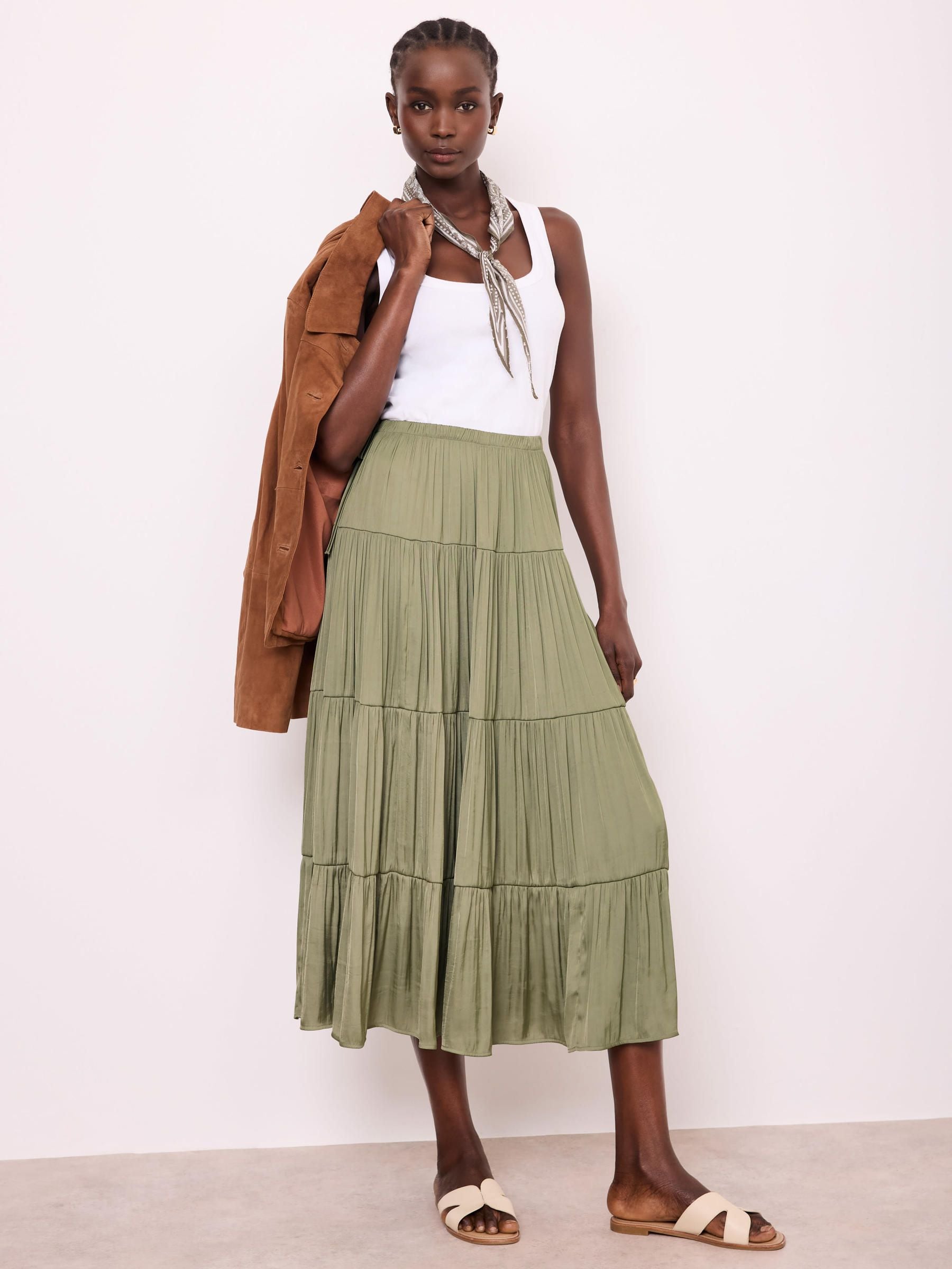 Buy Mint Velvet Green Satin Midi Skirt from Next USA