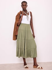 Mint Velvet Green Satin Midi Skirt - Image 3 of 8