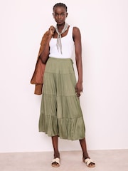 Mint Velvet Green Satin Midi Skirt - Image 5 of 8