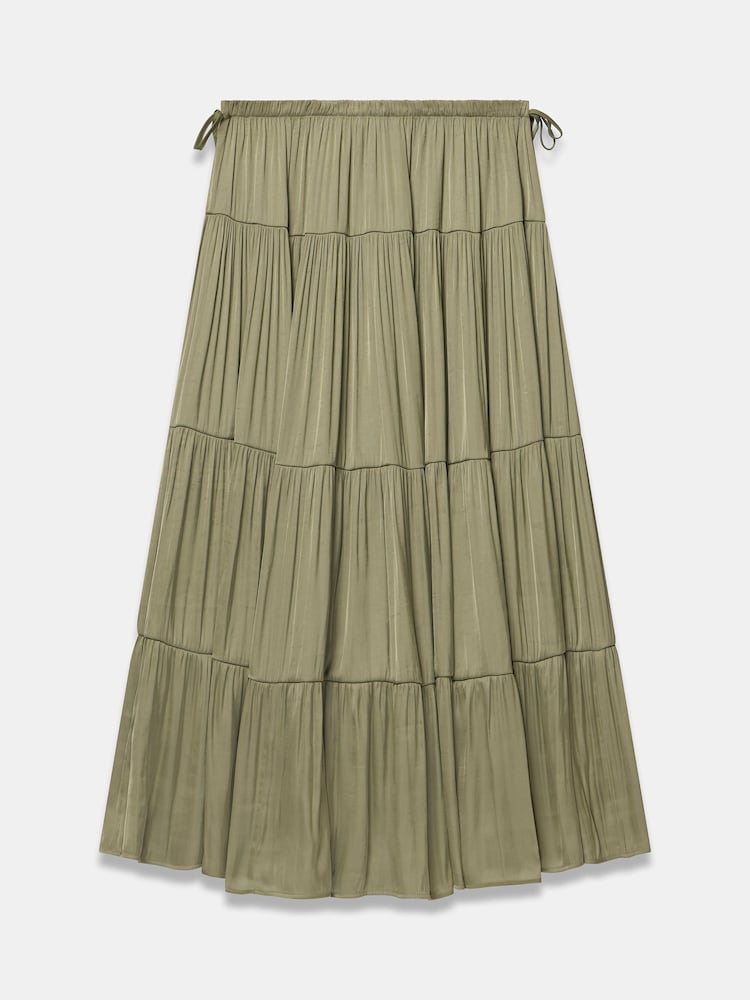 Mint Velvet Green Satin Midi Skirt - Image 8 of 8