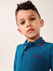 Cobalt Blue 100% Cotton Long Sleeve Polo Shirt (3mths-7yrs) - Image 3 of 7