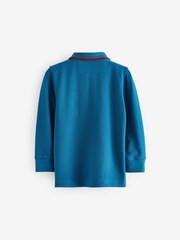 Cobalt Blue 100% Cotton Long Sleeve Polo Shirt (3mths-7yrs) - Image 6 of 7
