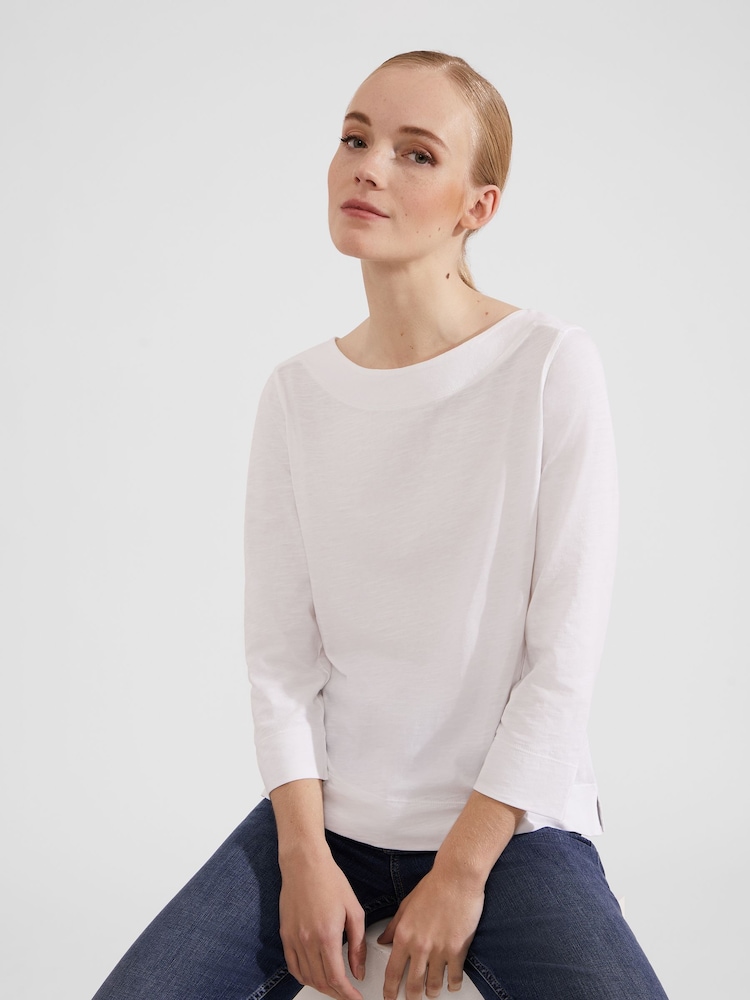 Hobbs White 100% Cotton Avia T-Shirt - Image 1 of 4 Hobbs White 100% Cotton Avia T-Shirt - Image 1 of 4