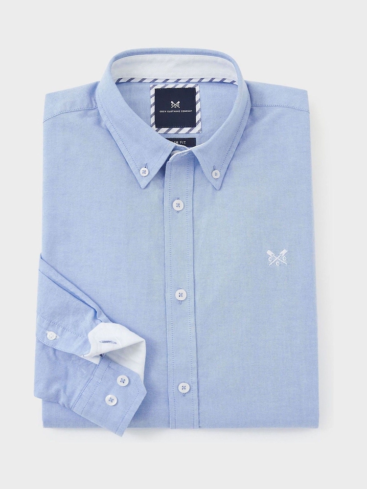Crew Clothing Blue Slim Fit 100% Cotton Oxford Shirt - Image 5 of 5