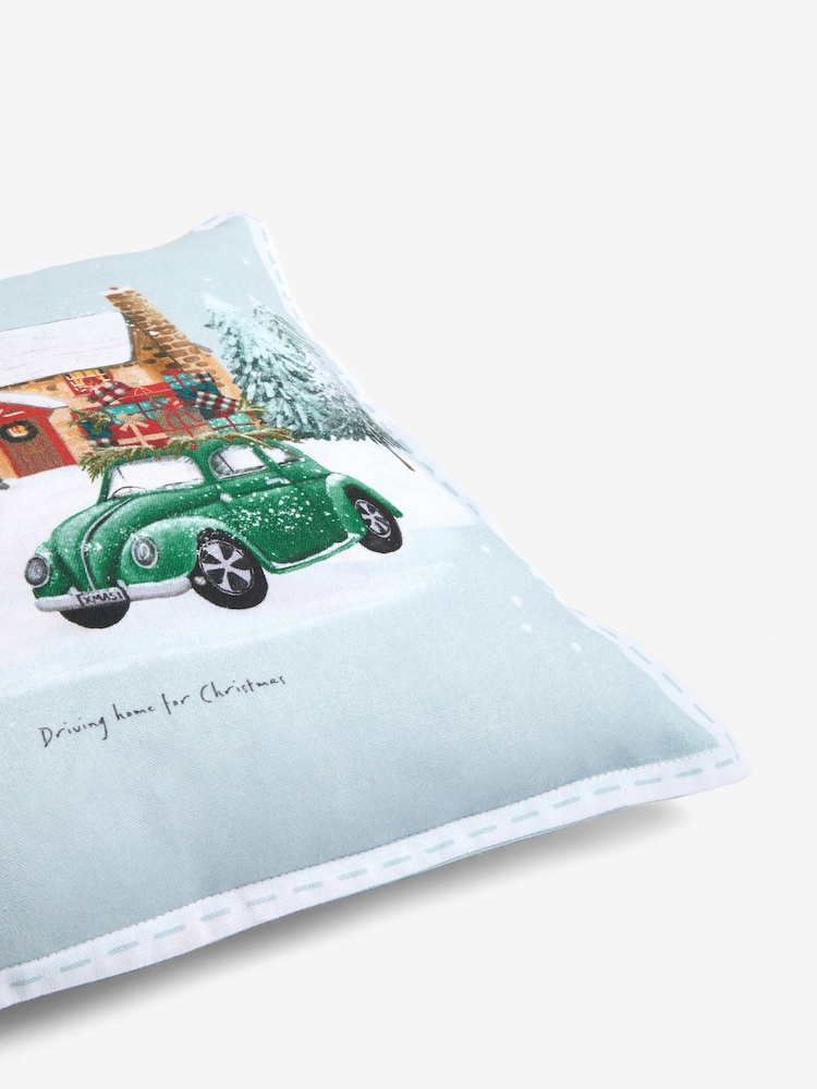 Grey 100% Cotton Santa Scene Christmas Cushion - Image 5 of 5