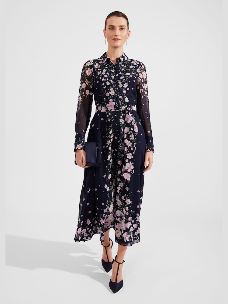 Hobbs Navy Blue Petite Juliet Silk Dress - Image 1 of 5