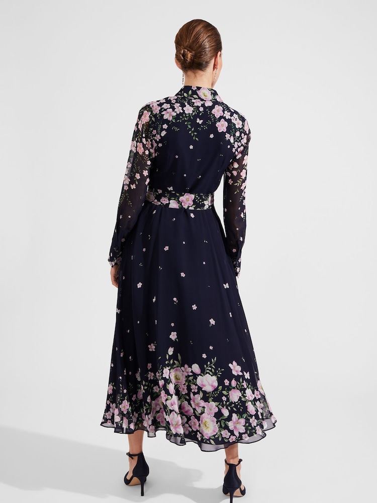 Hobbs Navy Blue Petite Juliet Silk Dress - Image 2 of 5