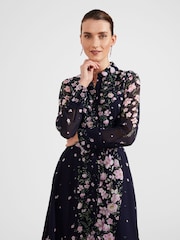 Hobbs Navy Blue Petite Juliet Silk Dress - Image 3 of 5