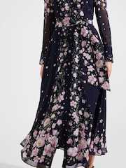 Hobbs Navy Blue Petite Juliet Silk Dress - Image 4 of 5