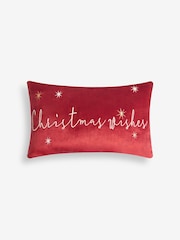 Red Christmas Wishes Velour Cushion - Image 4 of 6