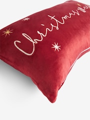 Red Christmas Wishes Velour Cushion - Image 6 of 6