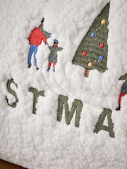 Natural Borg Christmas Embroidered Cushion - Image 2 of 5