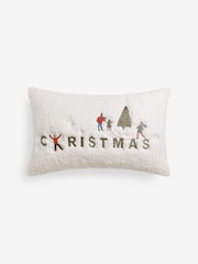Natural Borg Christmas Embroidered Cushion - Image 3 of 5