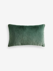 Dark Green Merry Christmas Embroidered Faux Fur Rectangular Cushion - Image 4 of 5
