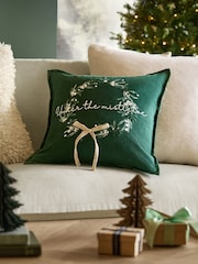 Green Under the Mistletoe Christmas Cushion - Image 1 of 4