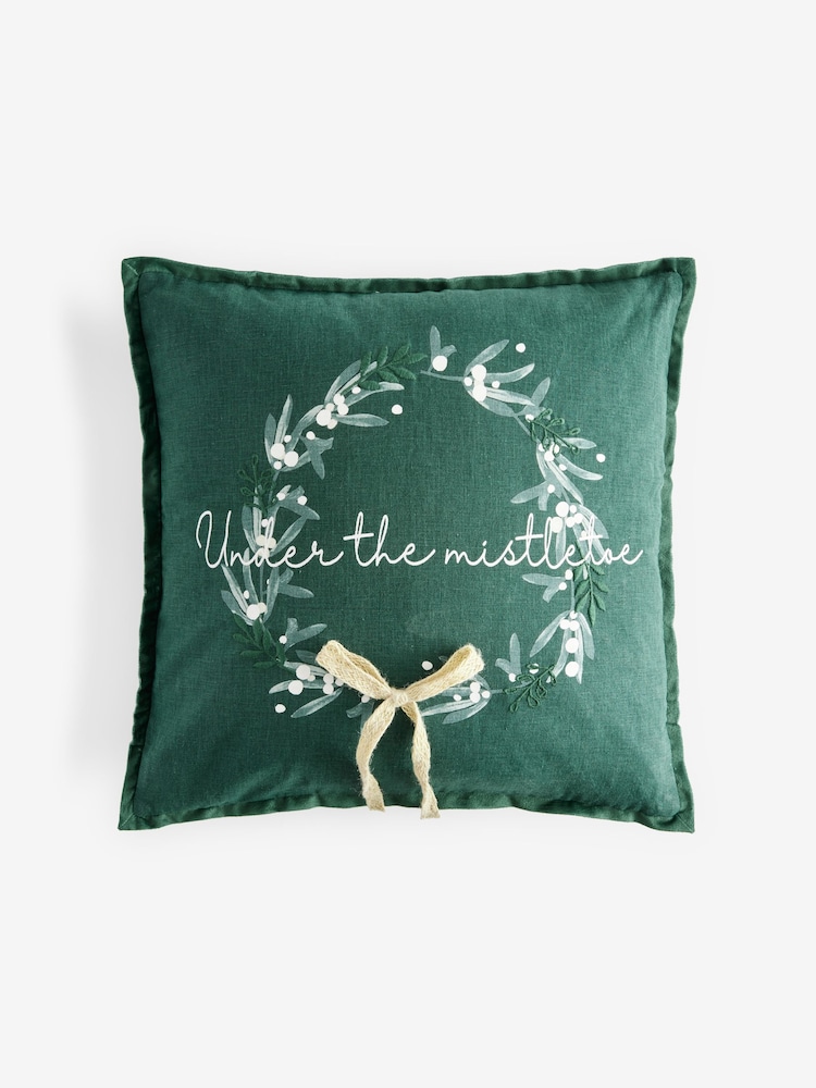 Green Under the Mistletoe Christmas Cushion - Image 2 of 4