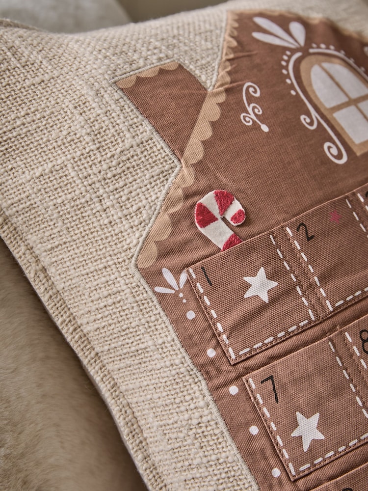 Natural Gingerbread Christmas Advent Calendar Cushion - Image 2 of 5