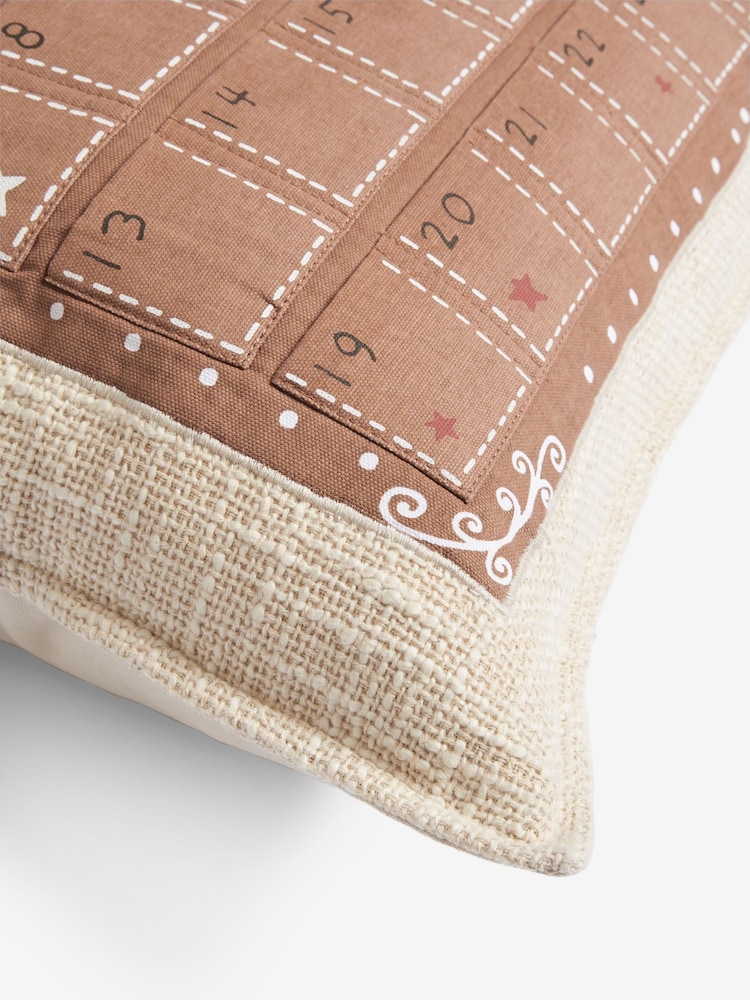 Natural Gingerbread Christmas Advent Calendar Cushion - Image 5 of 5