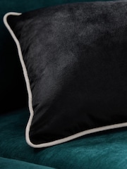 Black 40 x 59cm Matte Velvet Contrast Pipe Cushion - Image 3 of 6