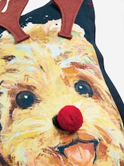 Navy Blue Christmas Cockapoo Cushion - Image 5 of 5