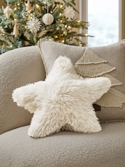 White Faux Fur Star Shaped Cushion - Image 1 of 5
