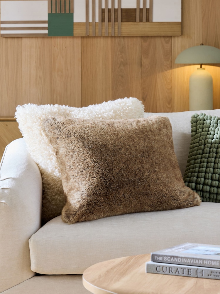 Brown Bear Faux Fur Cushion - Image 1 of 7