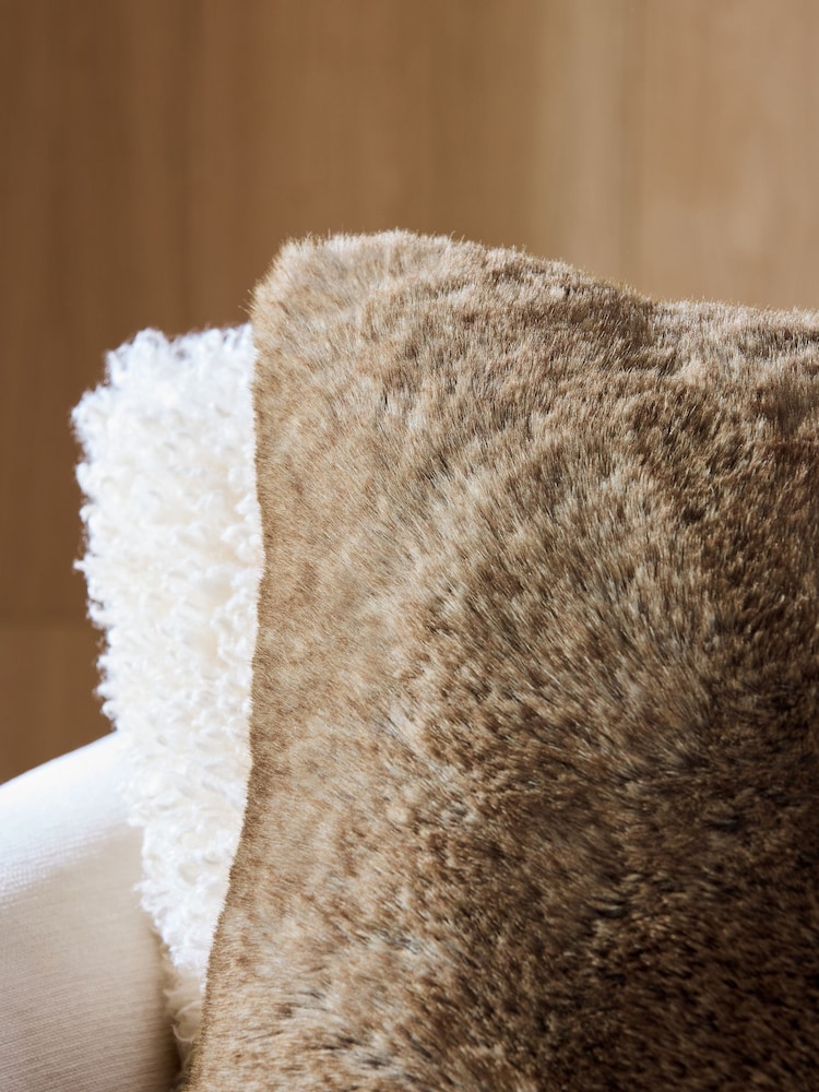 Brown Bear Faux Fur Cushion - Image 2 of 7