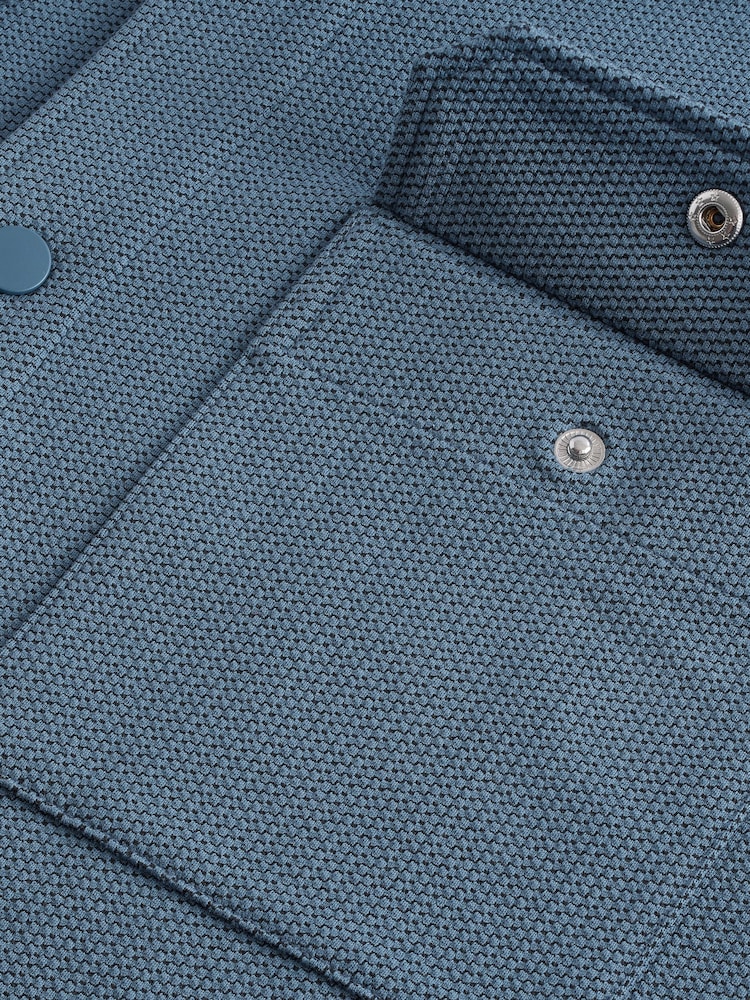 Denim Blue Regular Fit Popper Shacket - Image 2 of 3