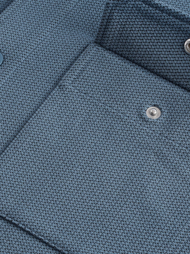 Denim Blue Regular Fit Popper Shacket - Image 3 of 3