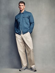 Denim Blue Regular Fit Popper Shacket - Image 1 of 10
