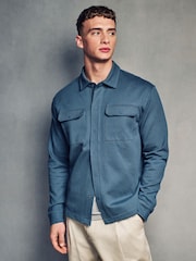 Denim Blue Regular Fit Popper Shacket - Image 2 of 10