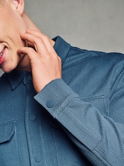 Denim Blue Regular Fit Popper Shacket - Image 1 of 3