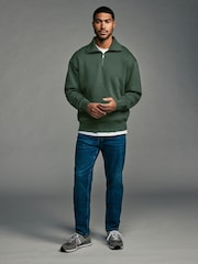 Green Quarter Zip Neck Funnel Sweatshirt - Image 3 of 8