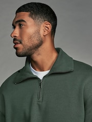 Green Quarter Zip Neck Funnel Sweatshirt - Image 4 of 8