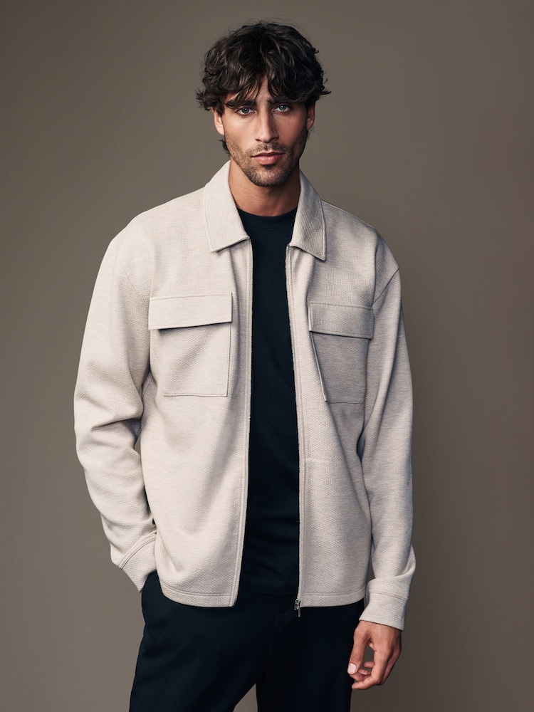 Neutral Zip-Up Shacket - Image 1 of 6