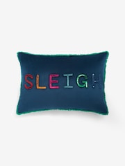 Sleigh Christmas Sequin Velvet Rectangular Cushion - صورة 3 من 6