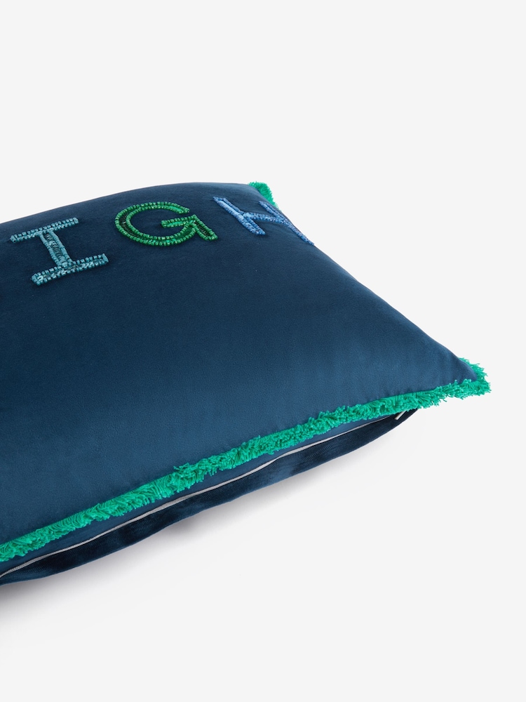Sleigh Christmas Sequin Velvet Rectangular Cushion - صورة 6 من 6