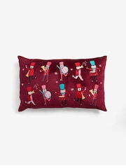 Pink/Plum Christmas Nutcracker Embroidered Velvet Rectangular Cushion - Image 3 of 6