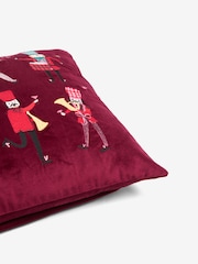 Pink/Plum Christmas Nutcracker Embroidered Velvet Rectangular Cushion - Image 5 of 6